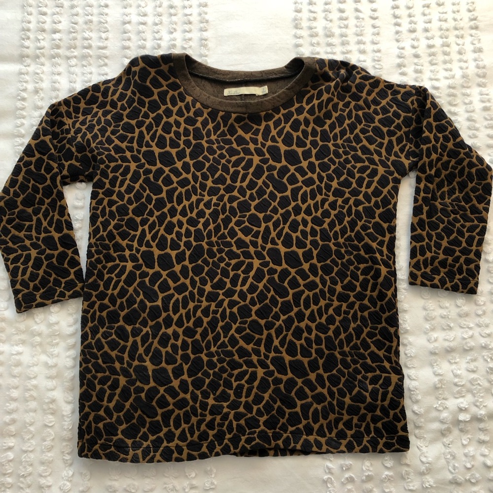 Madewell Hi-line Giraffe Print Textured Top Sz Sml